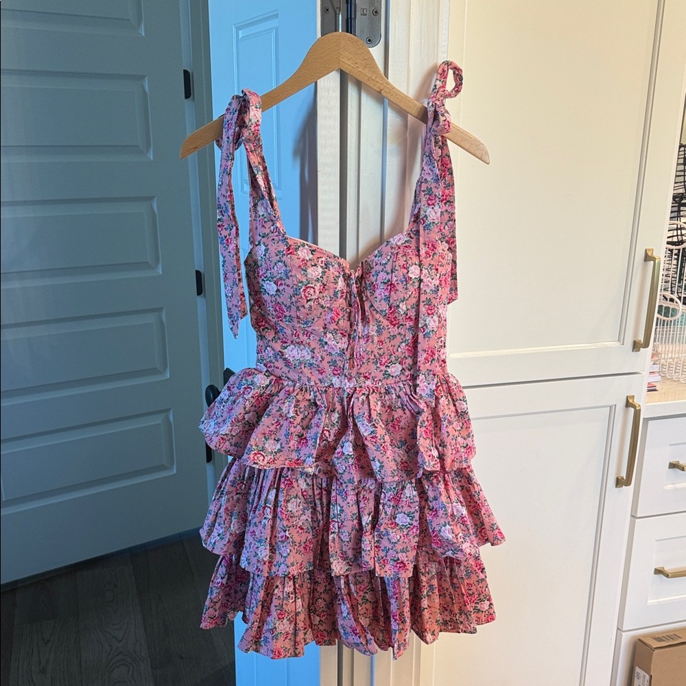 Floral Pink Ruffle Dress